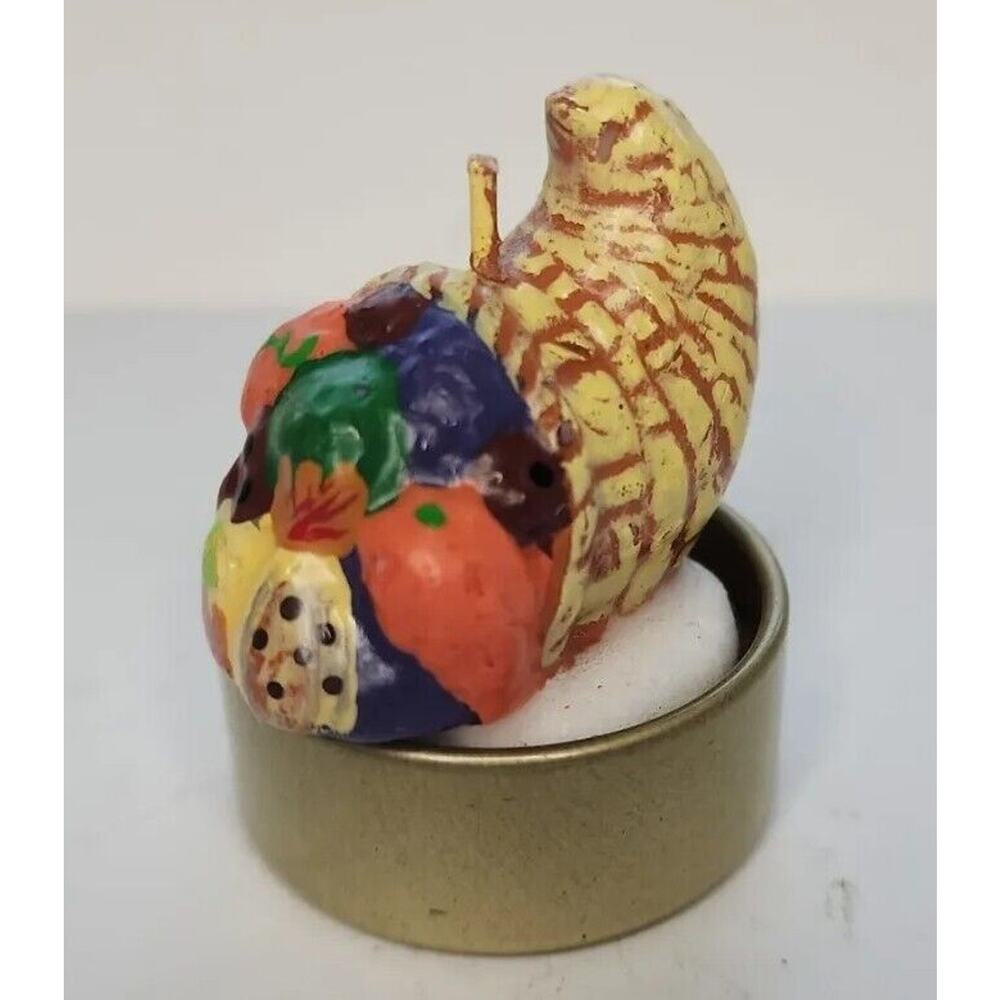 Vintage Cornucopia Thanksgiving Tealight Candle‎ 2" SKU H92